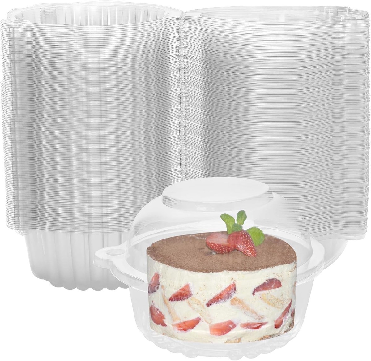 200 Stuks Heldere Plastic Cupcake Dozen, Individuele Muffin Verpakkingen, Transparante Taartdozen voor Gebak, Salades en Kaas