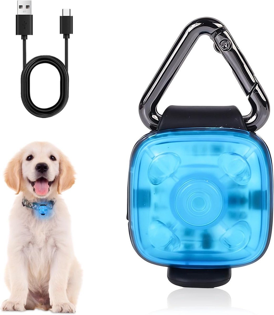 Led Hondenhalsband Licht - Blauw - 8,5 x 3 cm - Waterdicht en Oplaadbaar - Voor Honden en Katten