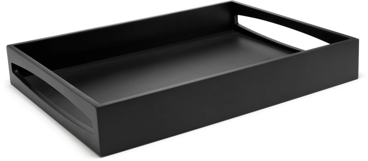 Famanu – Rechthoekig dienblad van MDF in zwart, 40 x 30 x 6 cm, multifunctioneel en stijlvol voor dagelijks gebruik