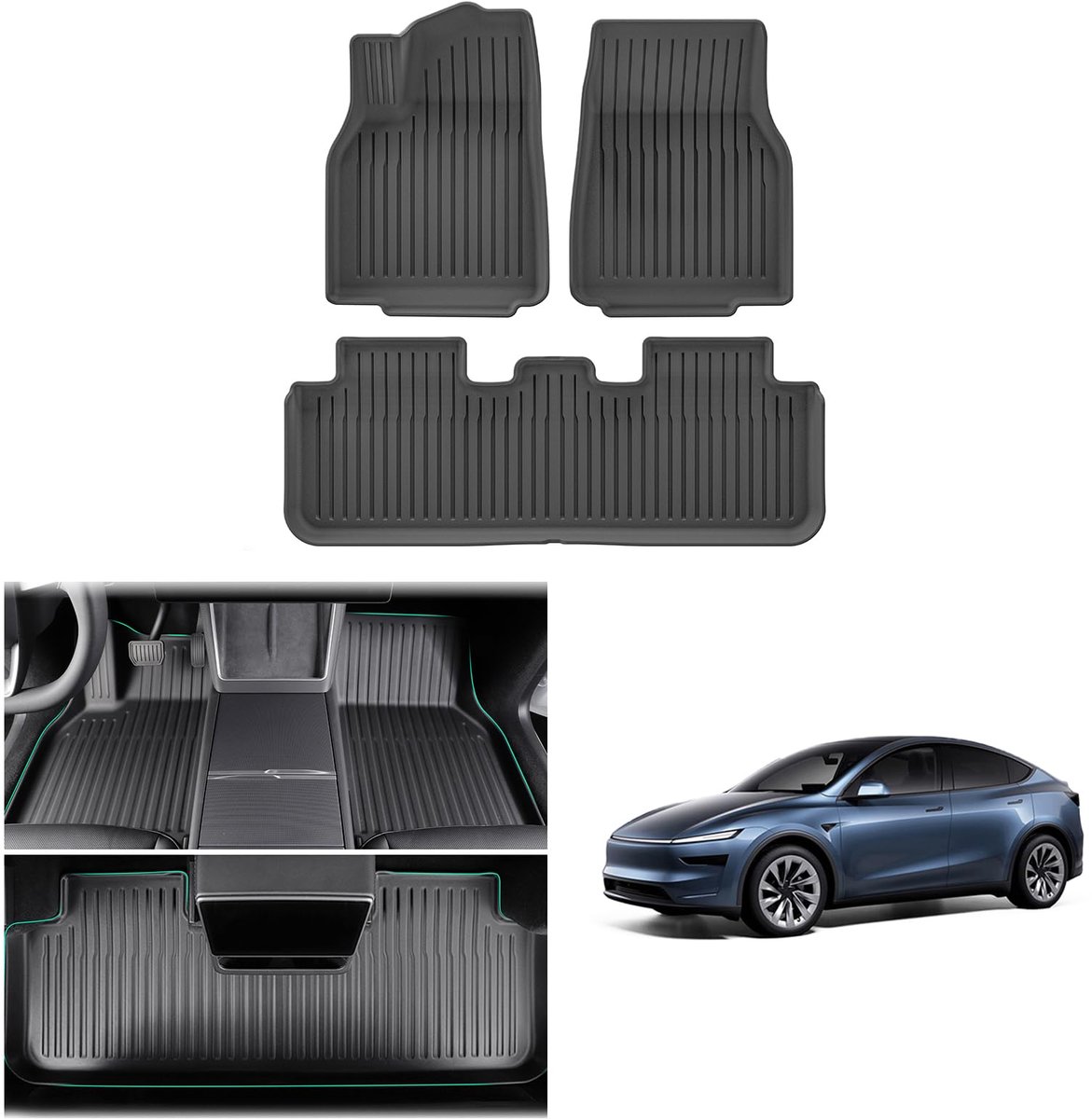 GAFAT 2025 2026 Tesla Model Y Juniper Standard Premium Vloermatten, TPE All-Weather, Tesla Model Y 2025 Rubberen - ShopVlot