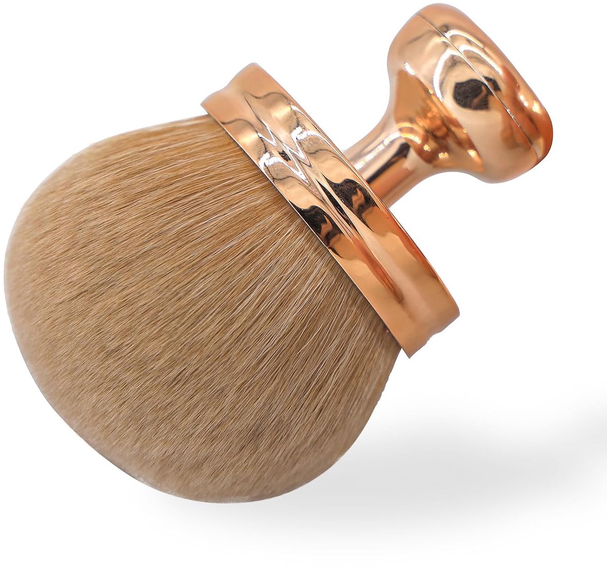 Extra grote make-upkwast voor het lichaam, geschikt voor zelfbruiningsproducten, een applicator voor de rug, een 74 mm brede kabuki-kwast voor bronzer en het mengen van zelfbruiningsproducten, en een ovale make-upkwast voor gezicht en benen.