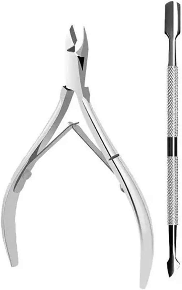 Nagelriem Schaartje en Duwer Set - Roestvrij staal - Voor Manicure en Nagelverzorging Thuis