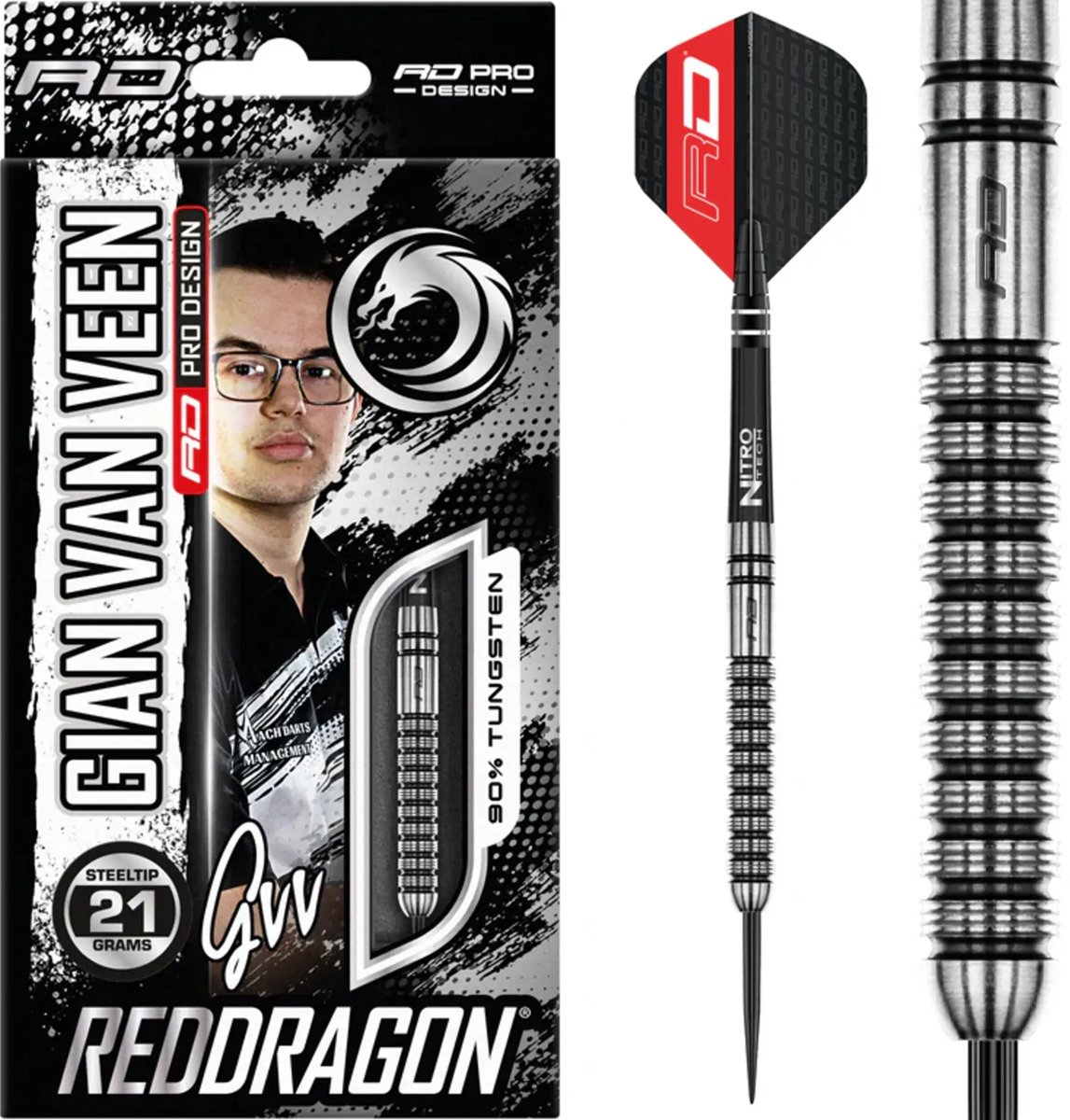 Red Dragon Gian van Veen 90% - Dartpijlen - 21 gram