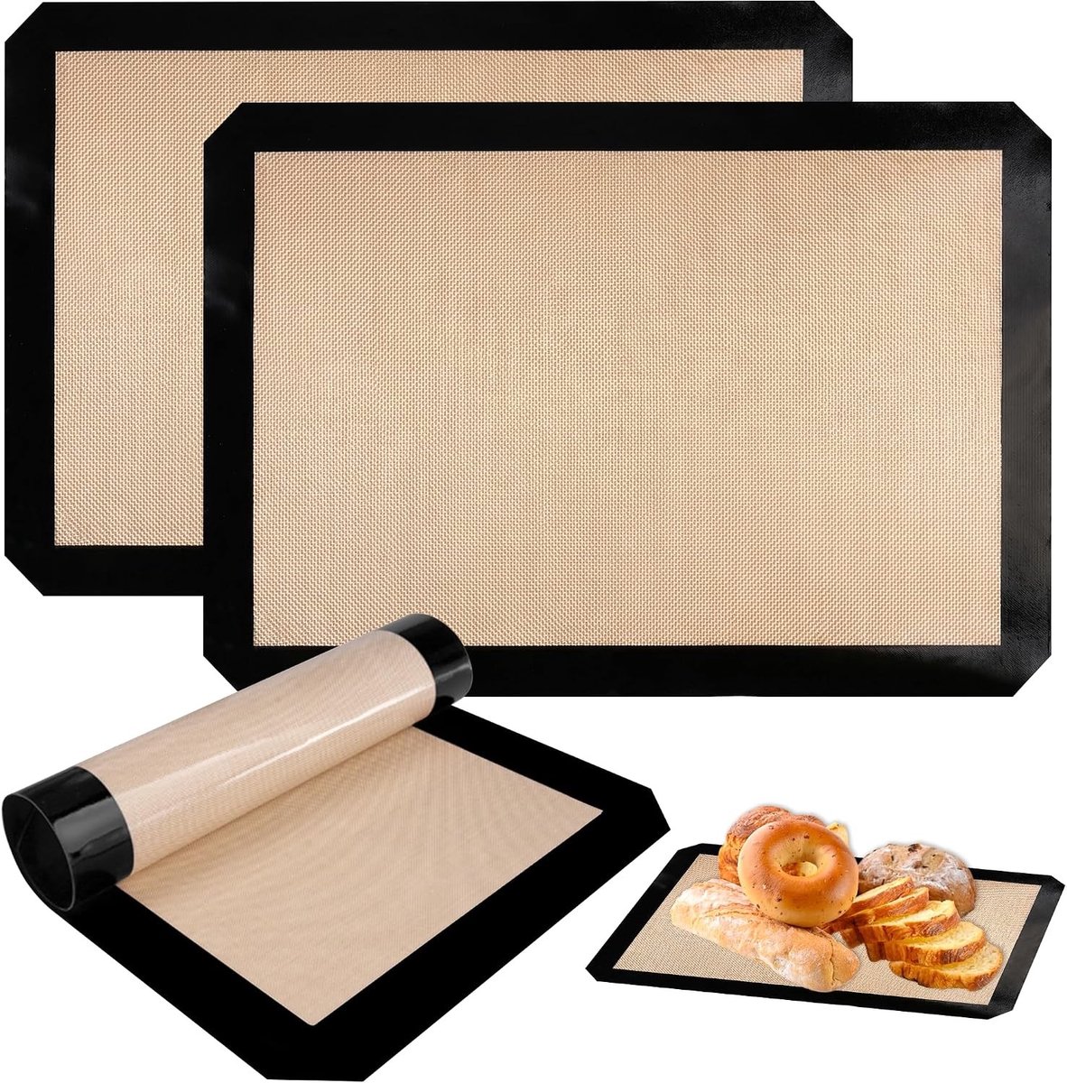 Bakplaat XXL - Zwart - 42 x 29,5 cm en 30 x 21 cm - Herbruikbaar en Antiaanbaklaag - Voor Bakliefhebbers