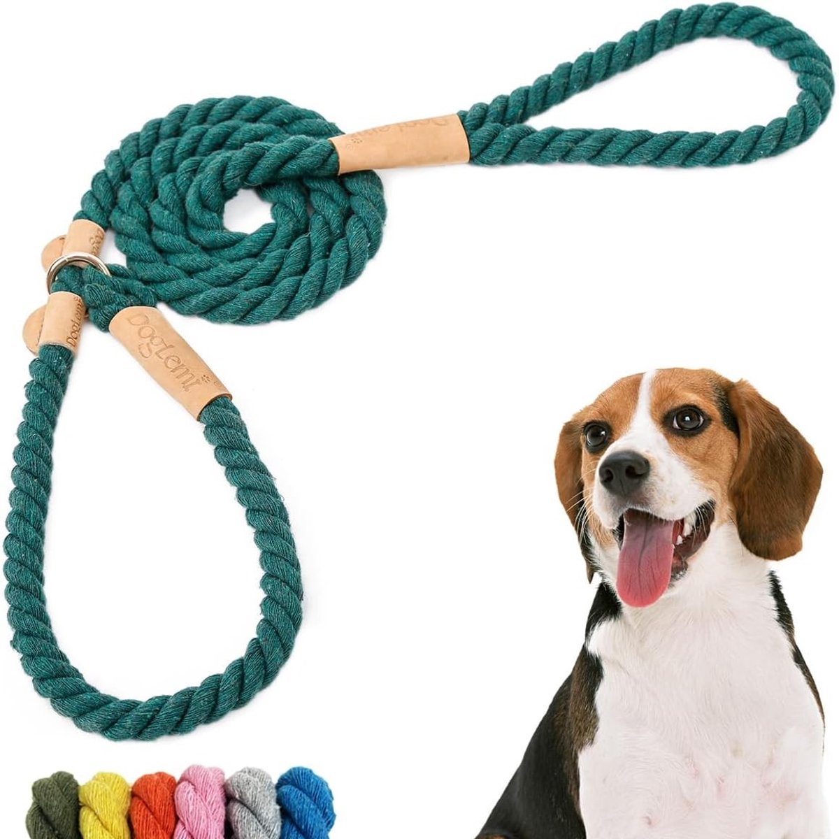 Verstelbare en Sterke Hondenriem van Dikke Katoenen Touw voor Grote en Middelgrote Honden, Ideaal voor Wandelen, Reizen en Avonturen