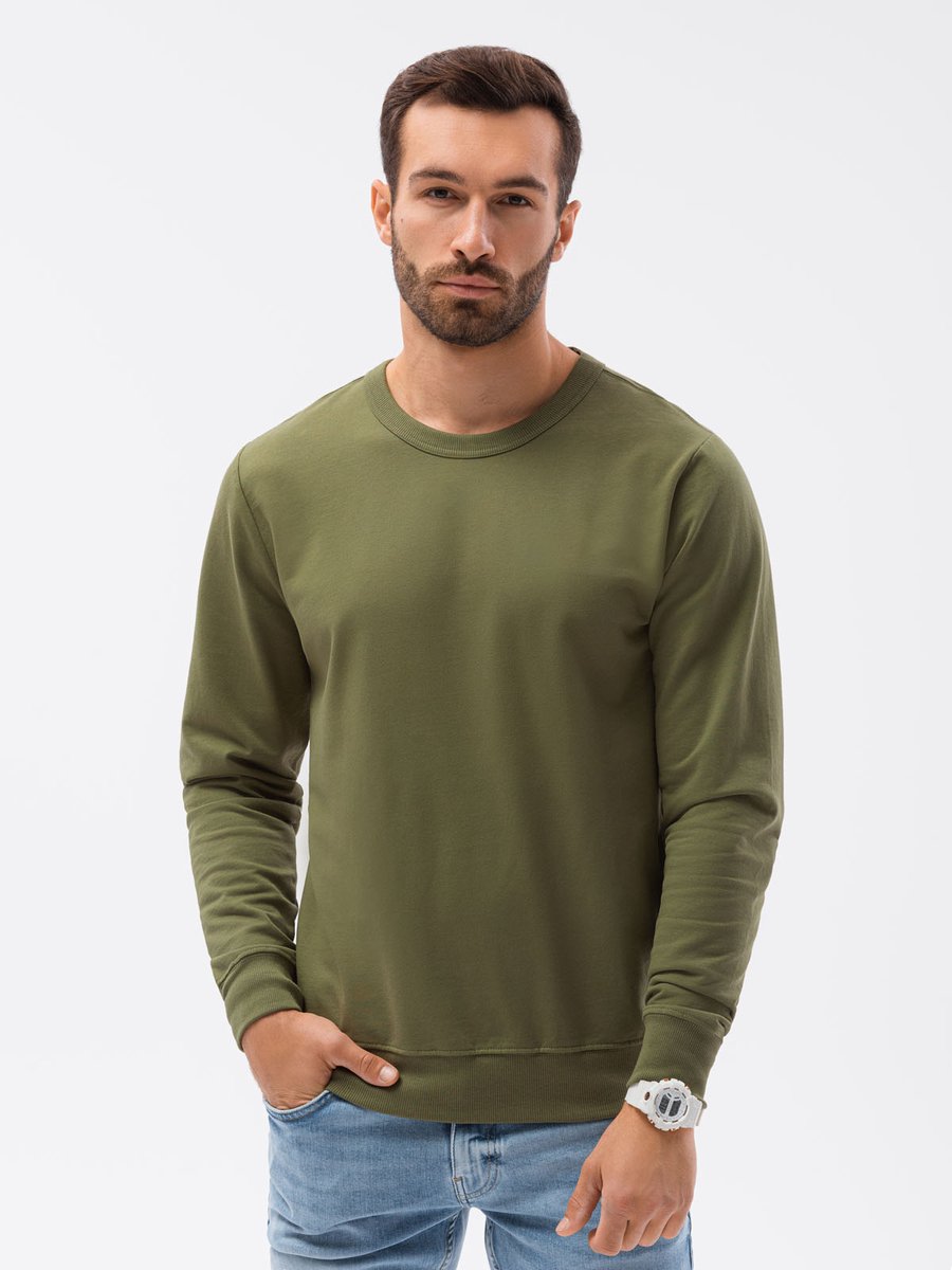 Ombre - Heren Sweater - Kaki - Zachte Stof - Ronde Hals