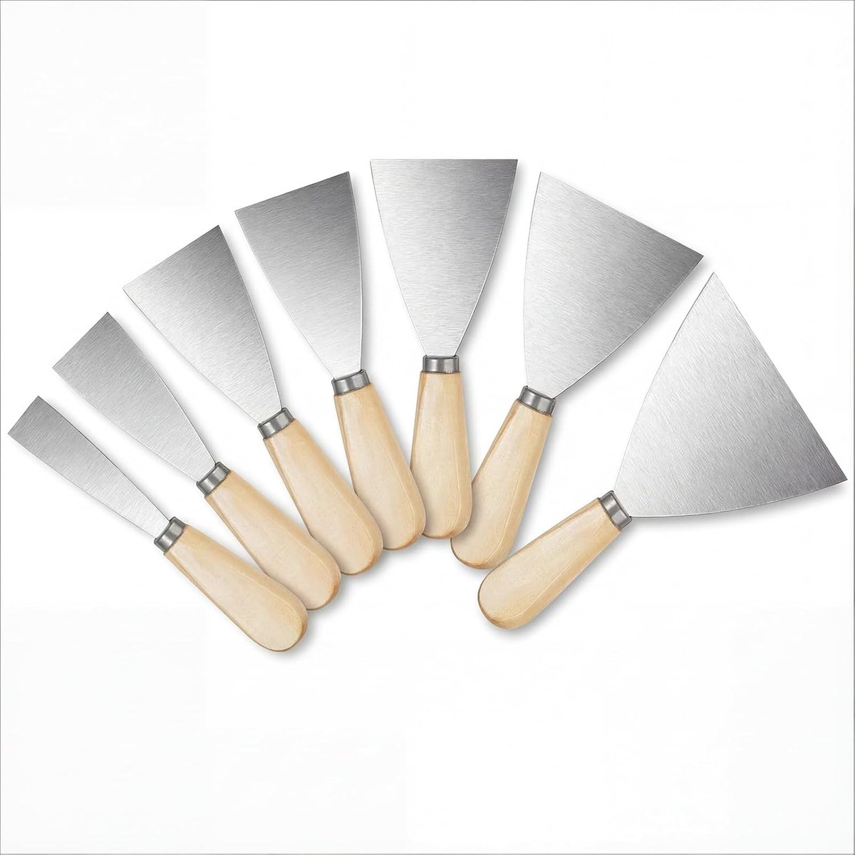 7 stuks plamuurset voor gipsplaten, schraper, spatelset voor gipsplaten, schraper, metalen schilderspatel, set voor - ShopVlot