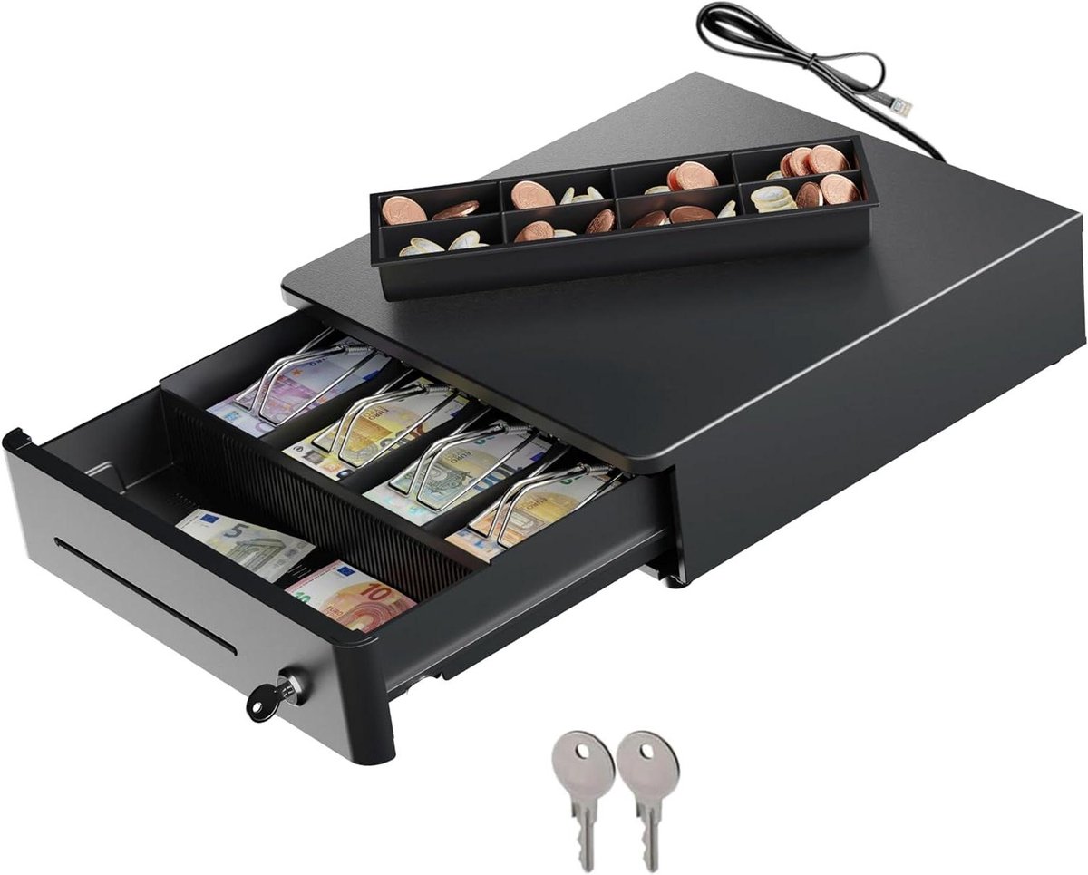 Kassalade - Geldlade - Contant Geld Beheer - Automatische RJ-opening - 33 x 35 cm - Zwart
