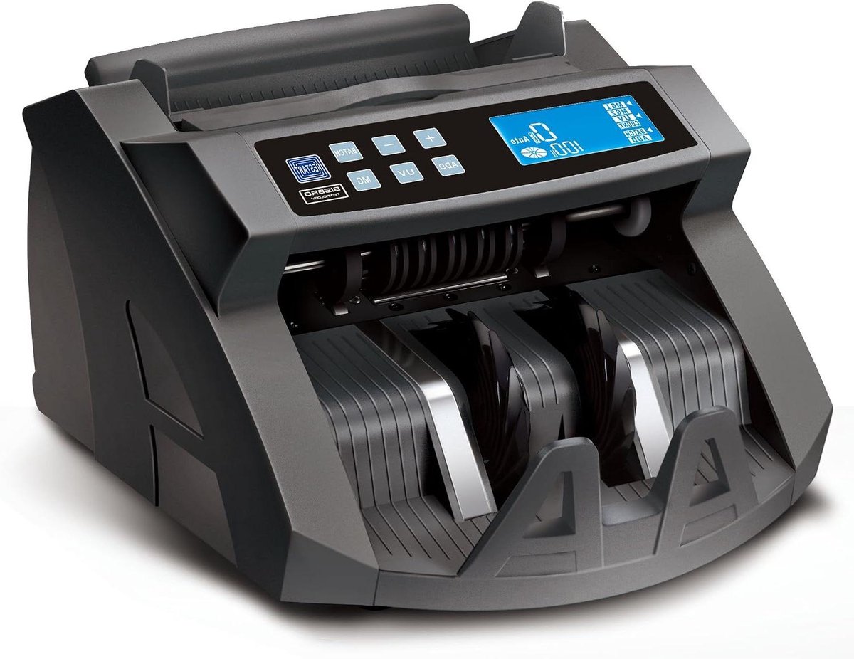 Geldtelmachine - Bankbiljet teller - Snel geld tellen - Valsgelddetectie - 1000 biljetten/min - Grijs