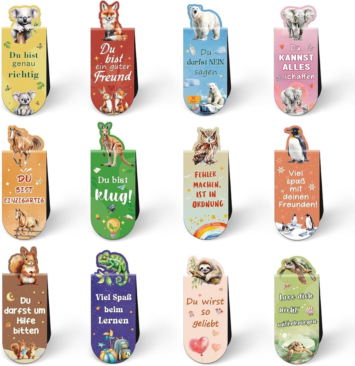 Magnetische Boekenleggers voor Kinderen - 12 Stuks van Papier, Kleine Cadeaus voor Verjaardagen, Kerst en Adventskalenders