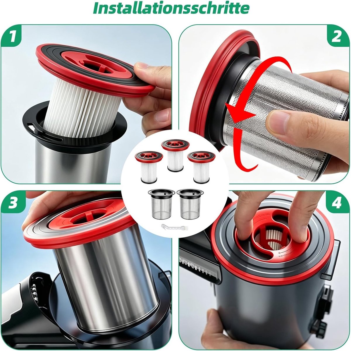 Vervangfilters voor Bosch Unlimited Series 7 Stofzuiger - 5 HEPA Filters met 2 RVS Voorfilters voor Optimale Zuigkracht en Luchtkwaliteit