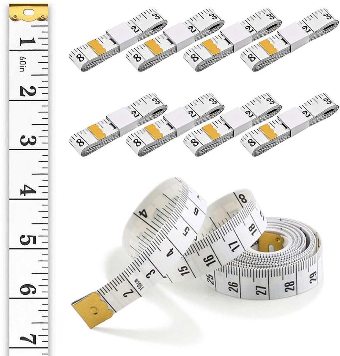 12pcs White Tape Measure Tailor Cloth Ruler for Measuring Body Width DIY Clothes Cosplay Clothing Making - ShopVlot