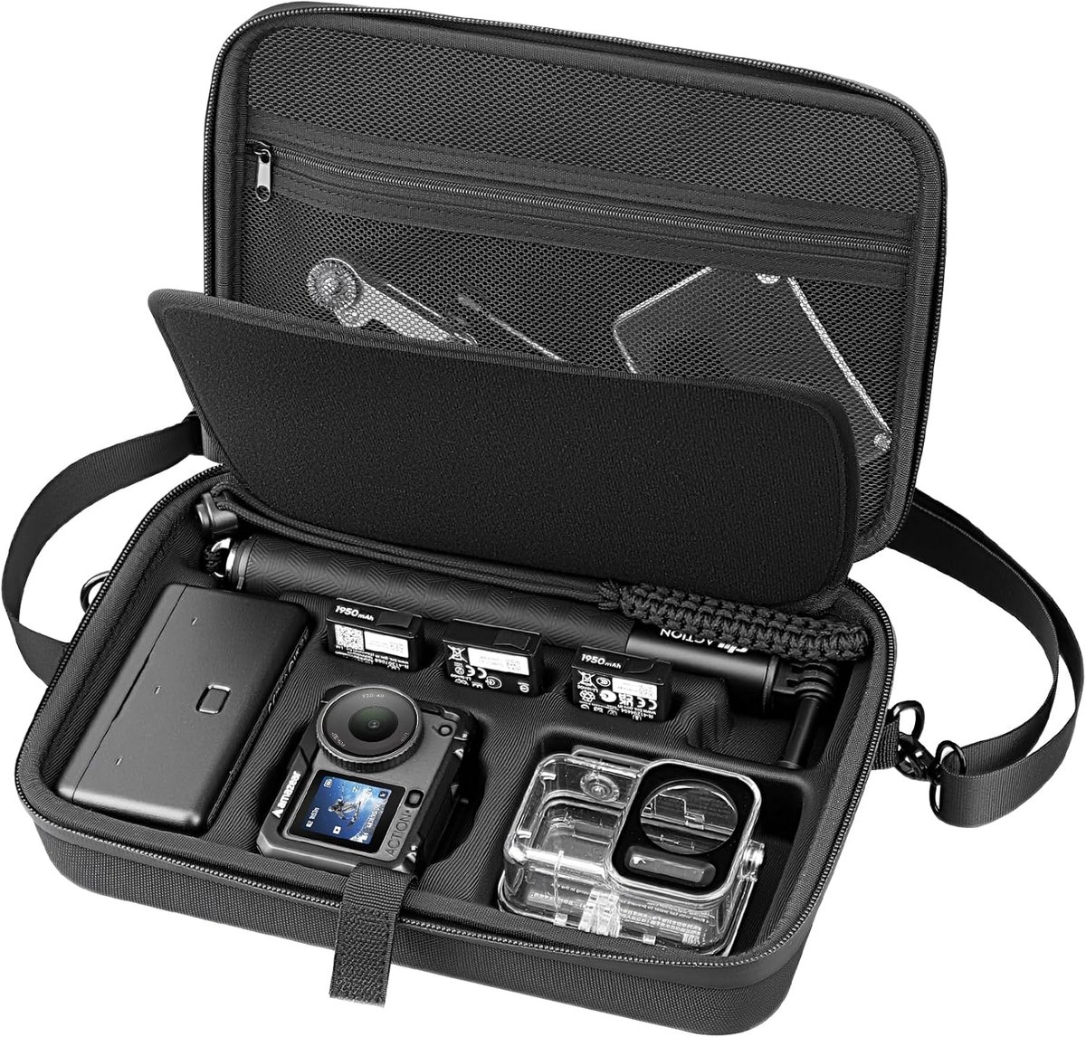 SnelShoppen - Draagtas voor DJI Osmo Action 6 Accessoires, Compacte Harde Schaal Tas met Schouderriem, Draagbare Cameratas voor Reizen, Organisatie, O
