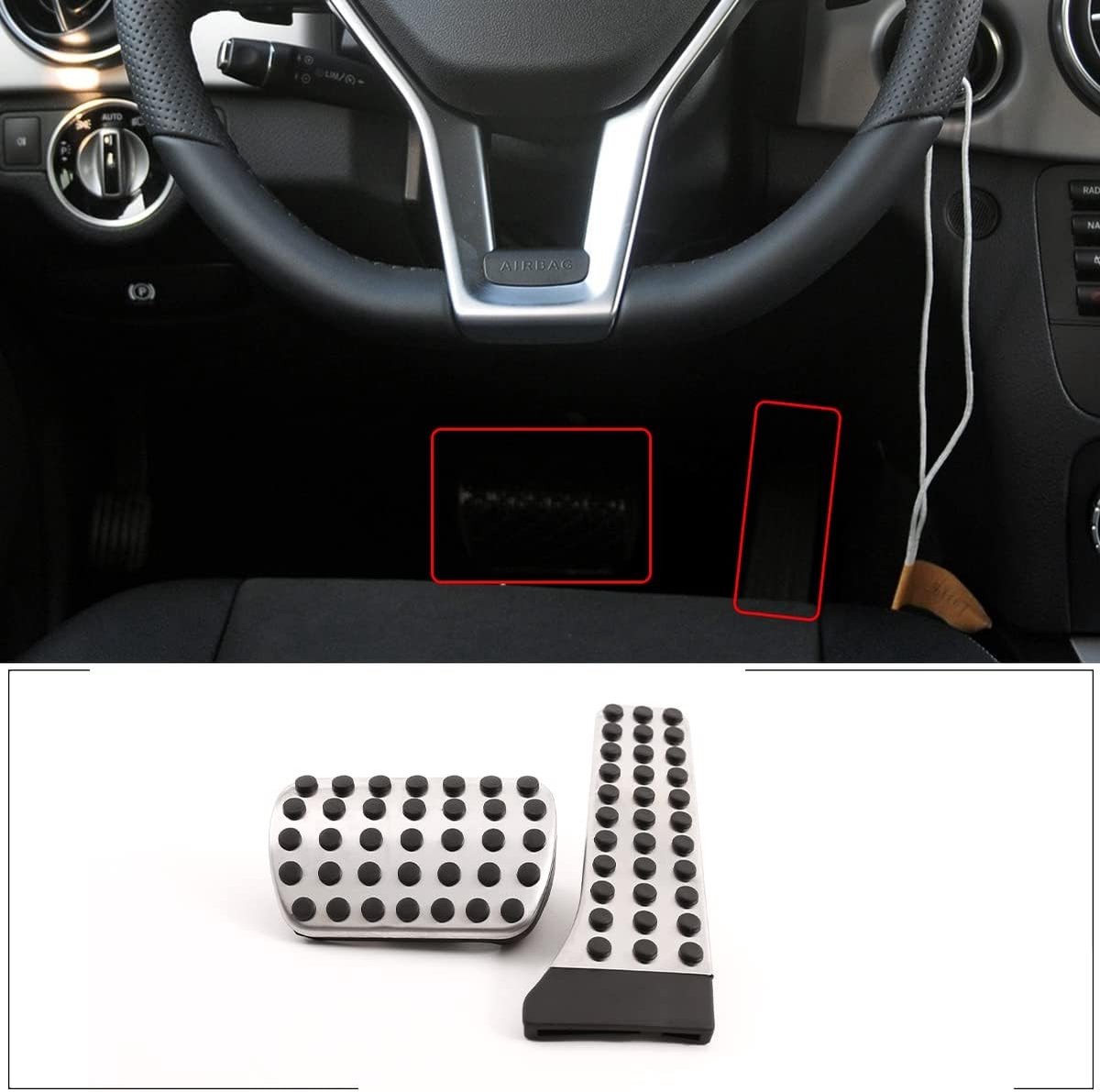 Hoogwaardige Aluminium Pedalen Covers voor Benz C E S GLK SLS SLK CLS SL Class - 2 Stuks met Antislip Functie en Verbeterde Grip