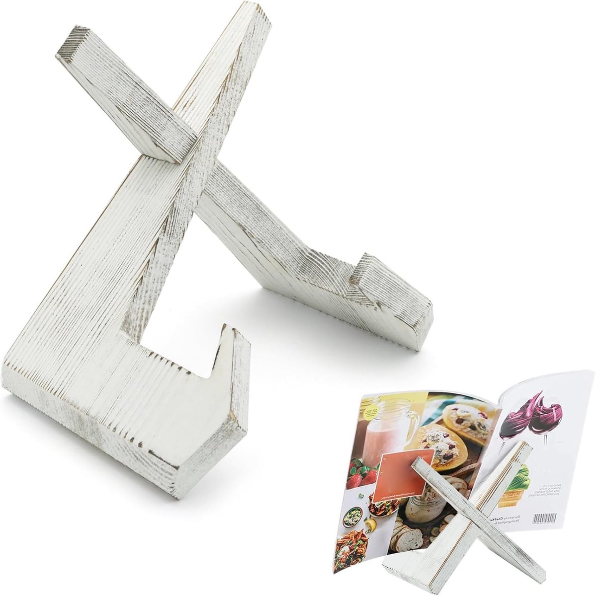 Houten Kookboekhouder, Vintage Boekstandaard voor Keuken en Tablet, Decoratieve Keukenaccessoires en Receptenhouder