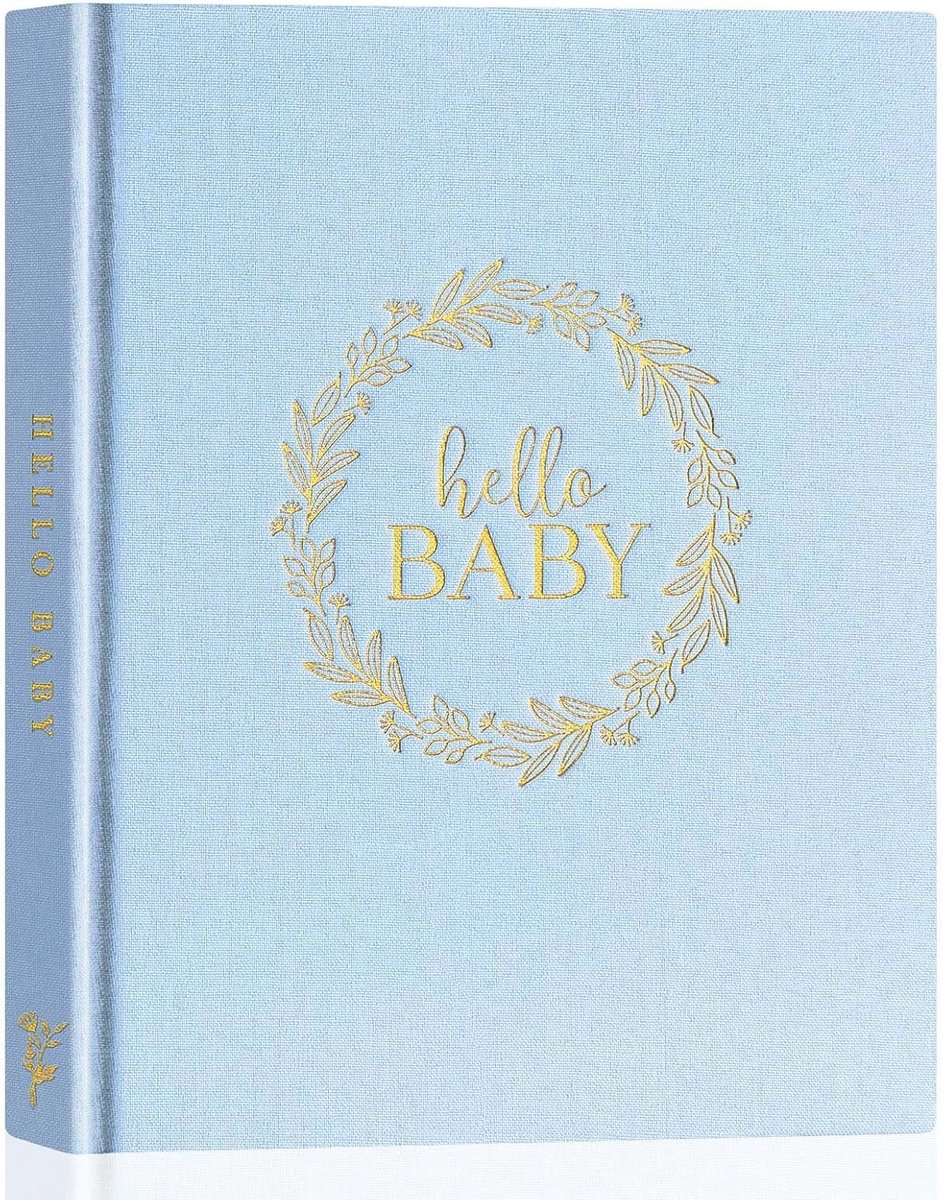 Memory Book voor Jongen of Meisje - Linnen Kaft Eerste 5 Jaar Dagboek Scrapbook Foto Album - Nieuwe Ouders Mijlpalen Herinneringen (Blauw, 154 Pagina's)