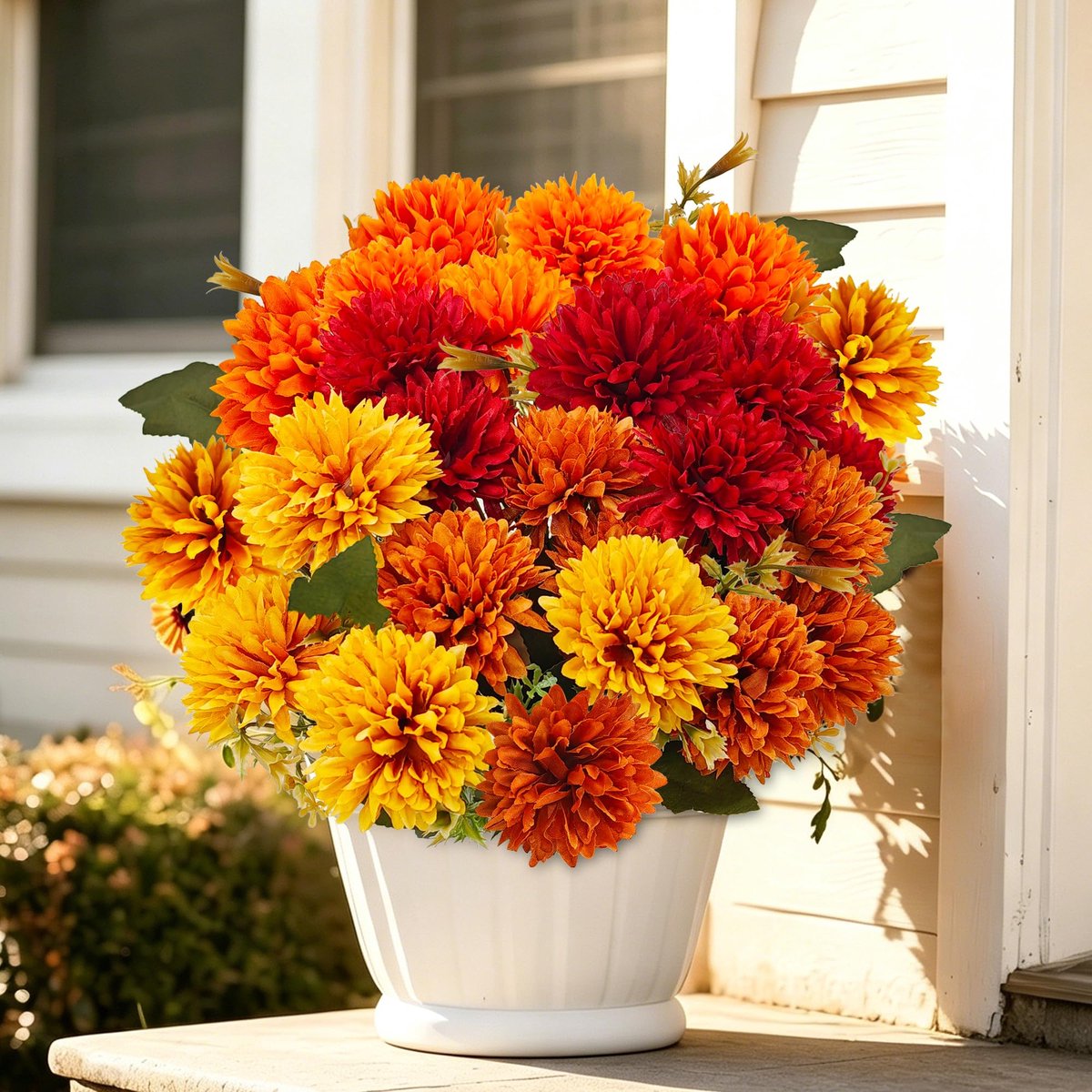 SnelShoppen - 4 Bundels Kunstbloemen Herfst Decoratie - Kunstbloemen in Herfstkleuren voor Thuis, Tuin, Feest, Keuken, Altijd Mooi en Onderhoudsvriend