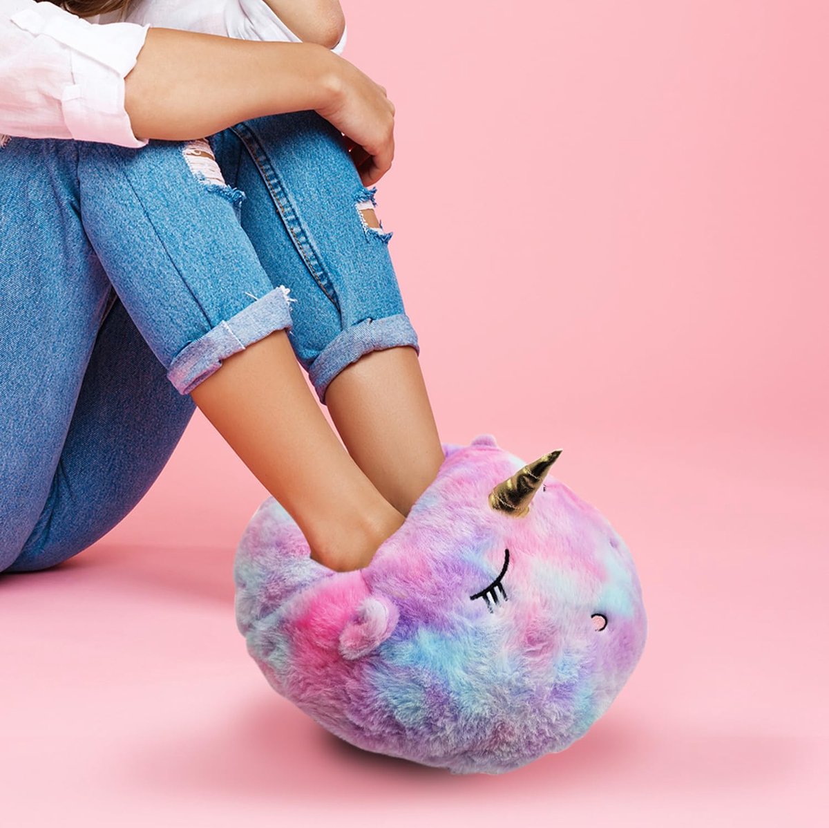 SnelShoppen - Voetenwarmer Eenhoorn USB - Verwarmde Pantoffels voor Koude Dagen - Zacht Pluche - Perfecte Bureau Accessoire voor Thuis en Werk