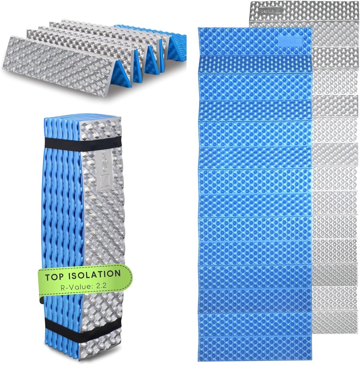 SnelShoppen - Opvouwbaar Geïsoleerd Slaapmatje voor Camping en Hiking - Ultralicht Waterdicht IXPE Schuim - Blauw - Perfect voor Buitenactiviteiten