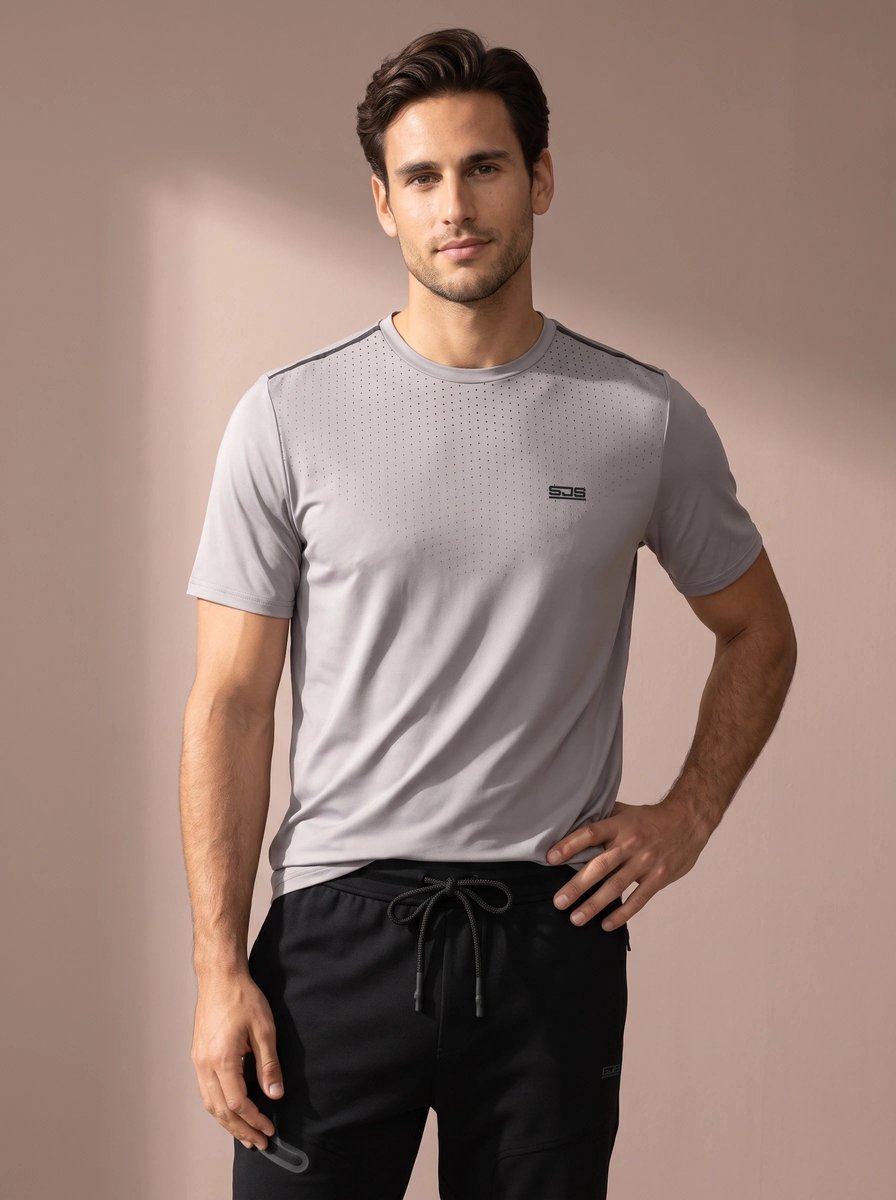 Sjeng Sports NAVARRO - Maat: M Sterling - Tennis Shirt Mannen - Sportshirt - 87% polyester, 13% elastaan, single jersey