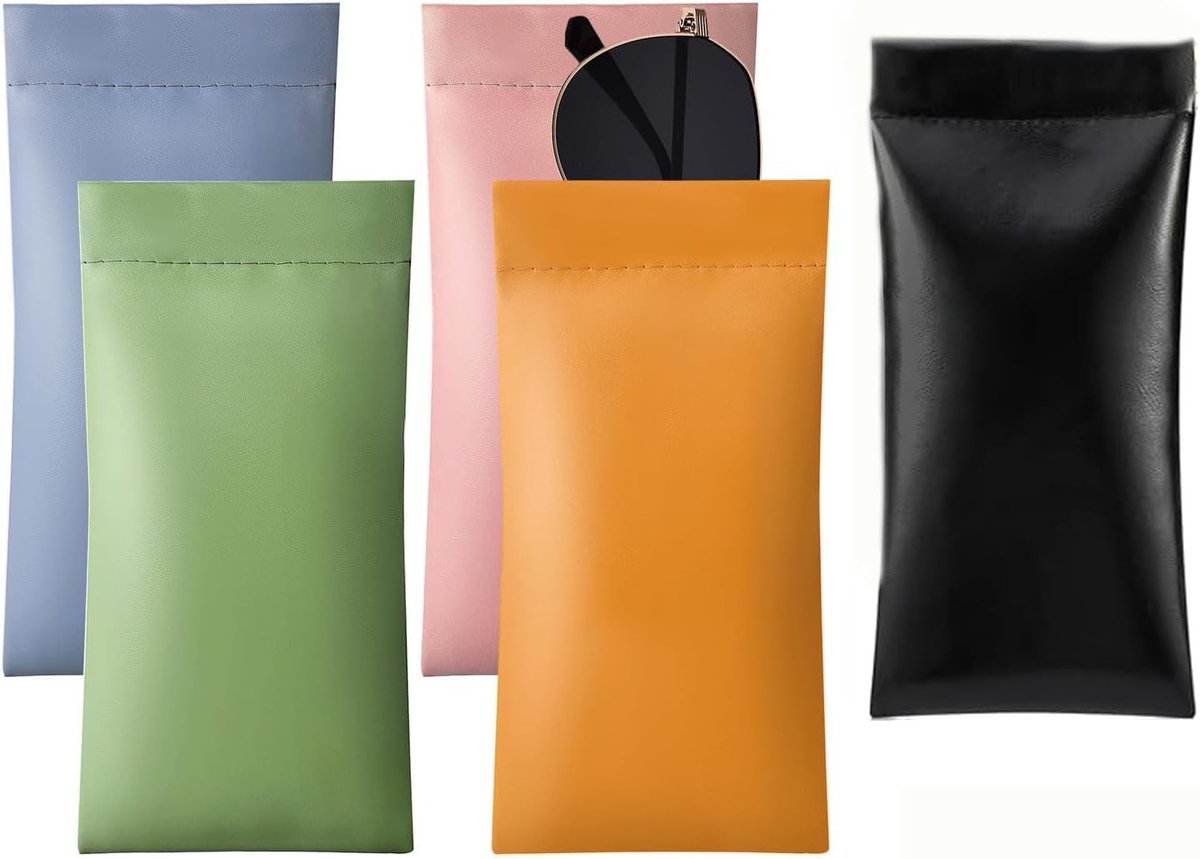 Set van 6 Multicolore PU Glazen Beschermhoezen voor Maten M - Duurzaam en Stijlvol Accessoire