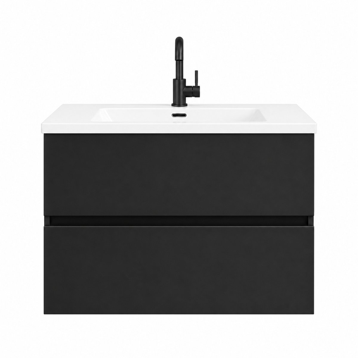 Luxelvia Badkamermeubel Meubelset Mat zwart 100 x 50 x 58 cm – Strakke Design met Wastafel | Soft-close, Vochtbestendig Multiplex