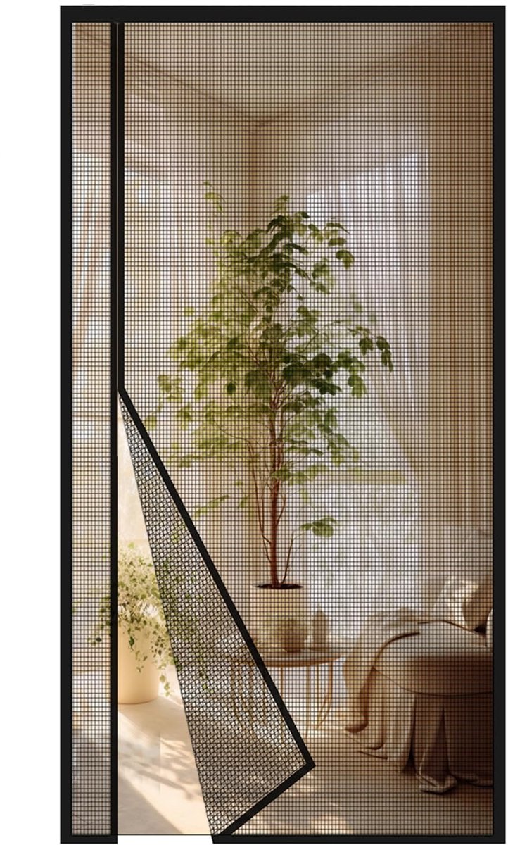 SnelShoppen - MAGICDOOR Magnetisch Vliegengaas 110 x 220 cm Zwart van Glasvezel voor Deur, Ideaal voor Tuin, Keuken, Camping en Feesten
