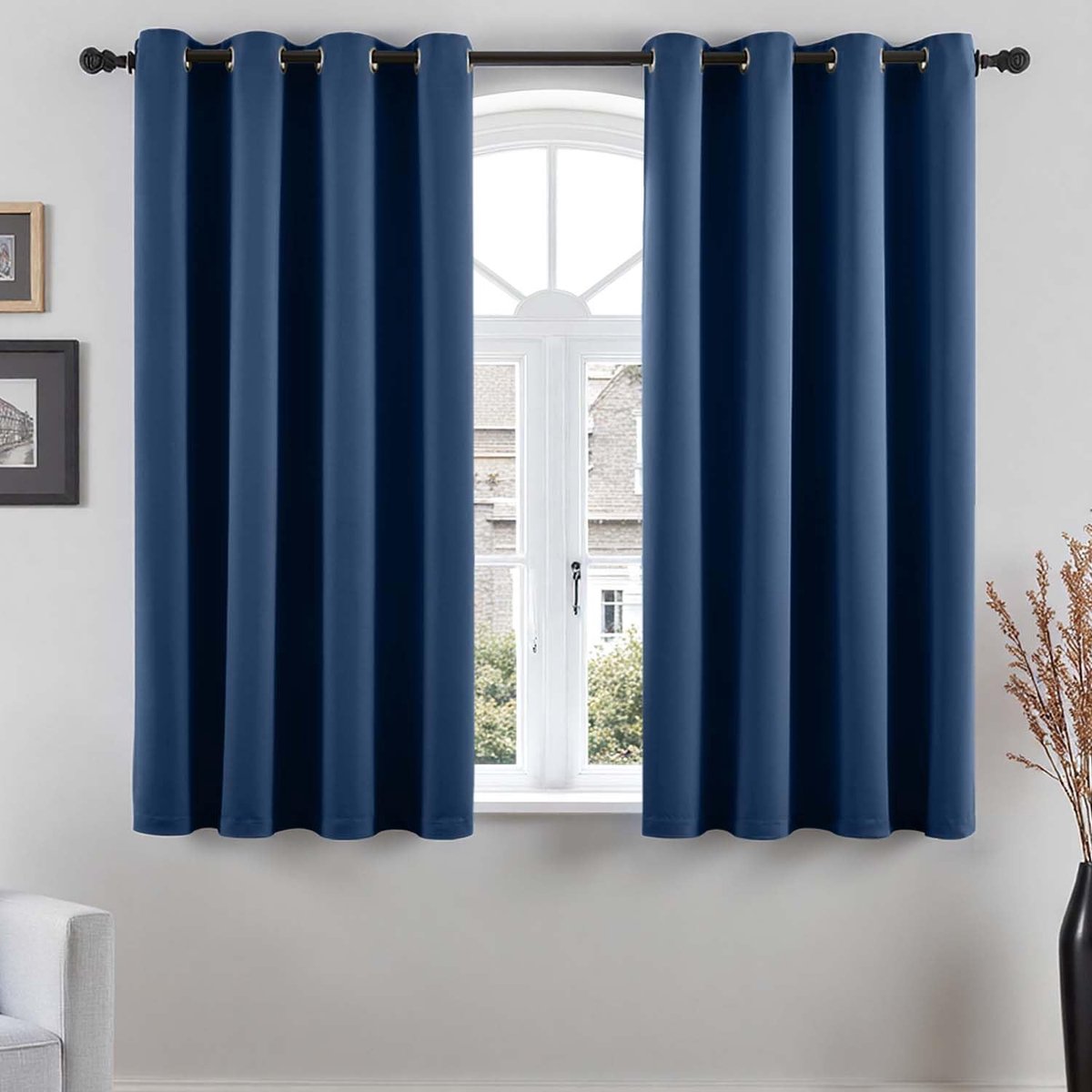 SnelShoppen - Vangao Verduisteringsgordijnen Set van 2, Donkerblauw, 160 x 140 cm, Ondoorzichtig met Inslagringen voor Woonkamer, Modern, Verduisteren