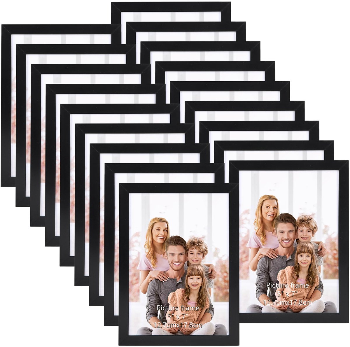SnelShoppen - Set van 18 Zwarte Fotolijsten 5x7 cm - Hoikwo Multi 7x5 Fotolijsten voor Wandopknoping of Tafelblad Display - Perfect voor Fotos, Herinn