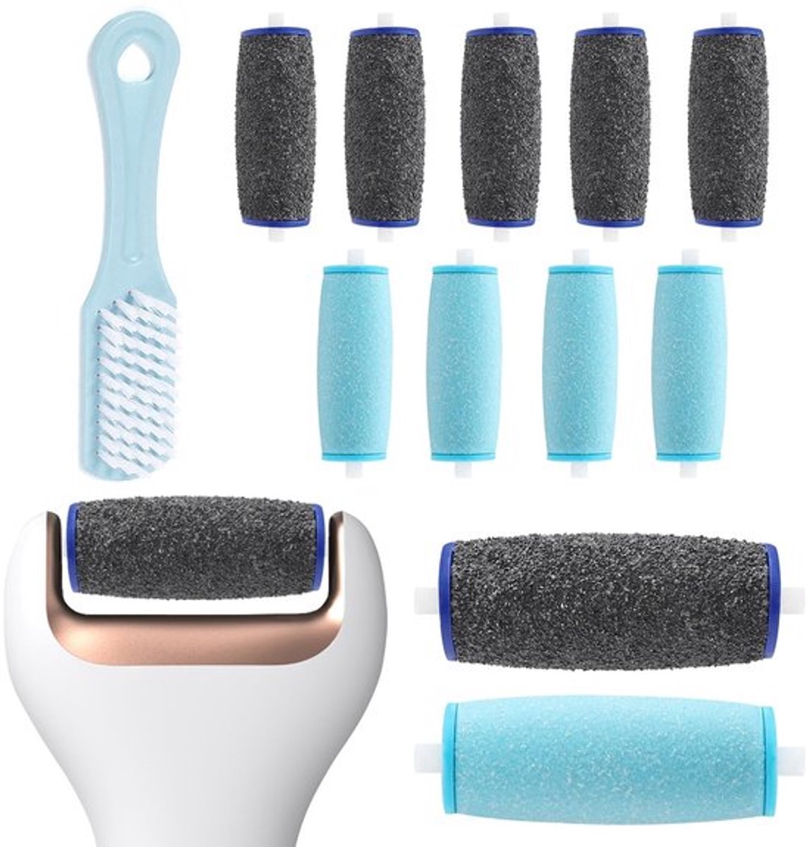 Eeltverwijderaar 11 Stuks - Reserverollen - Extra Grove/Harde Slijpkorrels - Compatibel met Scholl - Voetverzorging - Micro-Diamant Materiaal