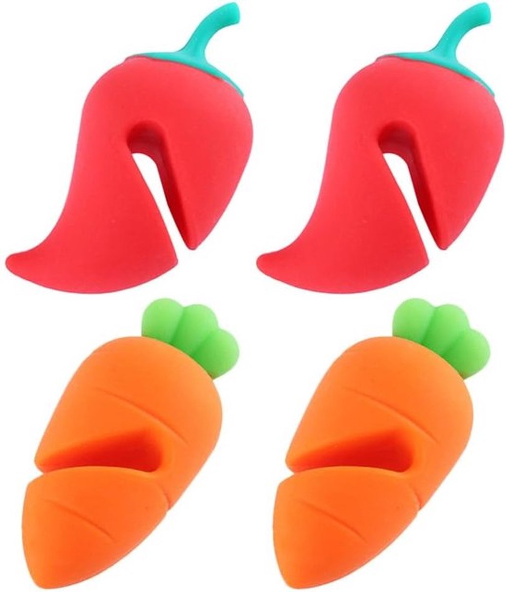 Lid Lifter Set van 4 Stuks voor Kookpannen, Oven en Potten - Silica Gel, Rood, Handig en Duurzaam