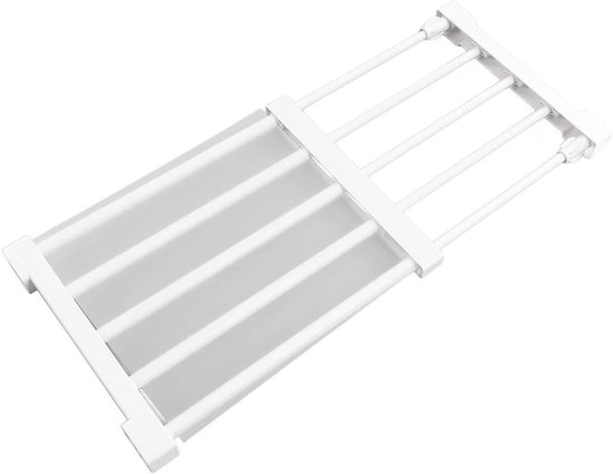 Kastverdeler Opslagrek, Eenvoudige Installatie, Uitschuifbaar en Multifunctioneel Spanningsrek voor Badkamer, Keuken en Kasten (38-55 cm)