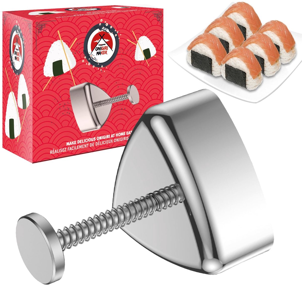 SnelShoppen - Onigiri Mold - RVS Sushi Mallen - Niet Plakkerig - Makkelijk in Gebruik - Japanse Keuken Accessoire - Perfecte Sushis voor Feestjes en T