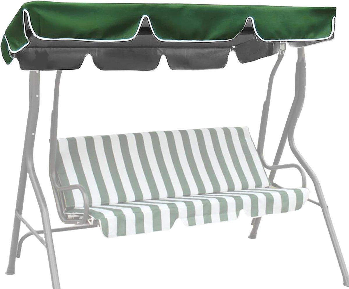 SnelShoppen - Schommelbank met Dakhoes 195 x 125 cm - Waterdicht, UV-Bescherming, Donkergroen, Vervangend Dak voor Tuinschommel en Hangbank
