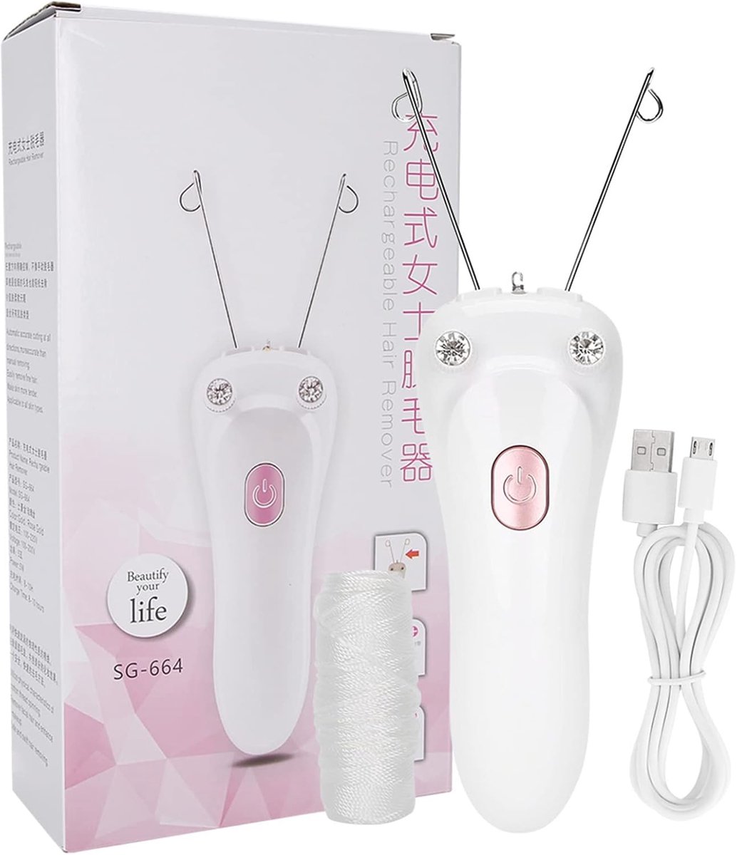 SnelShoppen - Threader Haarverwijderaar, Elektrische Draad Epilator, USB Opladen, Katoenen Draad, Roze, Effectieve Huidverzorging voor Thuisgebruik