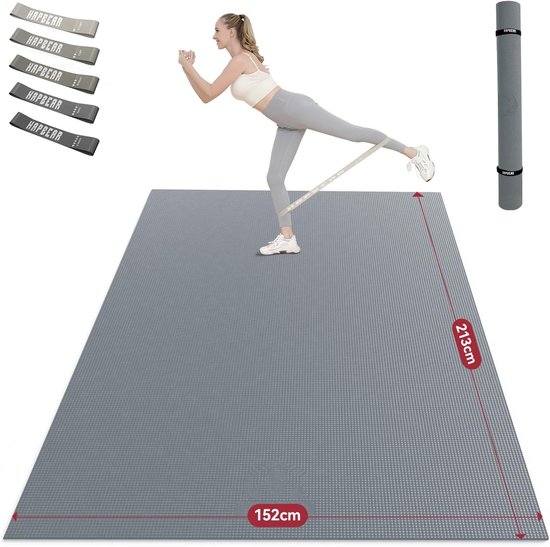 XXL Sportmat - Fitness mat - Thuis sporten - Dubbelzijdig antislip - 213x152 cm - Grijs — afbeelding 5
