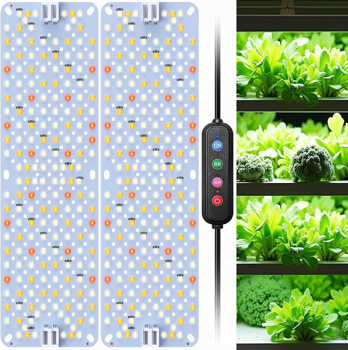 LED Plant Lamp Set voor Binnen - Volledig Spectrum Groeilicht met Timer en Daisy Chain Functie voor Planten, Groenten en Bloemen