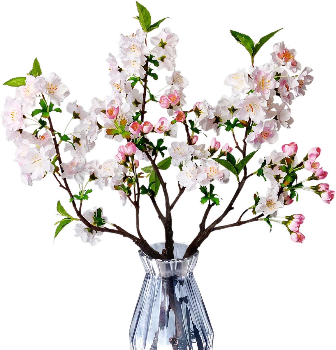 3 x Kunstmatige Kersenbloesem Takken, Decoratie, 46 cm, Witte Kunstbloemen, Lente Kersenbloesem Takken, Kunstbloemen, Kersentakken, Magnolia Tak, Zijden Bloemen, Lente - Lichtroze