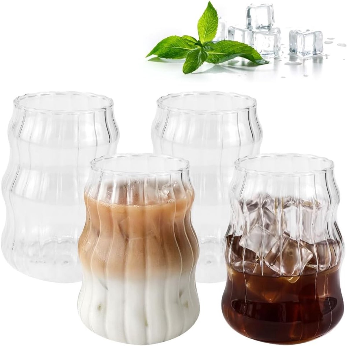 Set van 2 Retro Cappuccino Glazen 530 ml - Ideaal voor Latte Macchiato, Iced Coffee en Thee