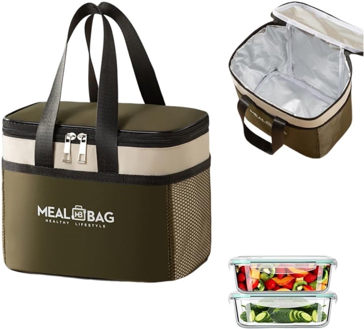 Vouwbare, waterdichte en geïsoleerde lunchtas voor volwassenen en kinderen, perfect voor reizen en picknicks.