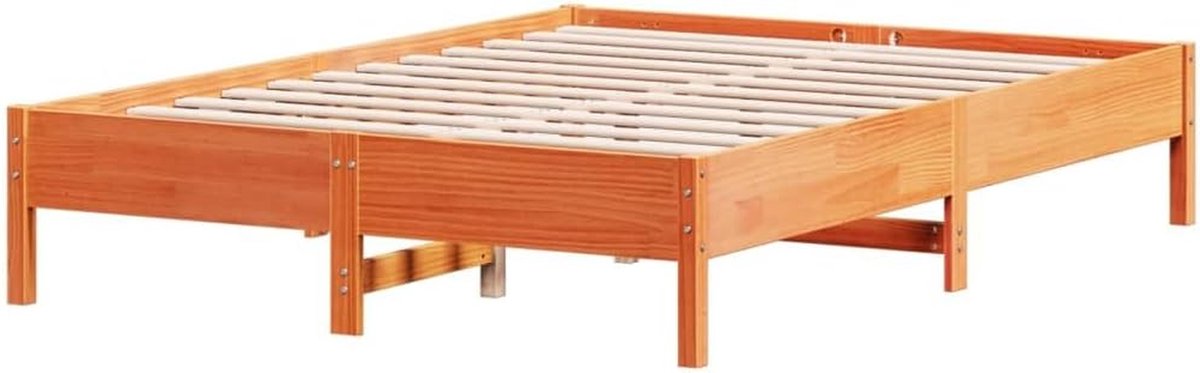 Houten Bedframe - Ledikant Hout - Goede Nachtrust - Massief Grenenhout - 120x200 cm - Wasbruin