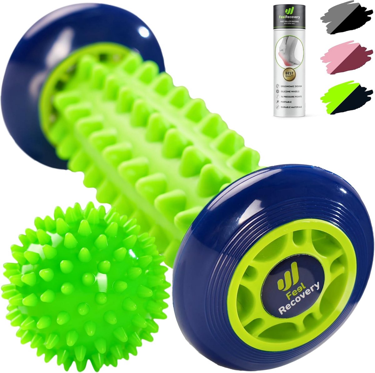 Set Foot Massage Roller for Plantar Fasciitis + Hedgehog Ball Massage Ball for Trigger Points - ShopVlot
