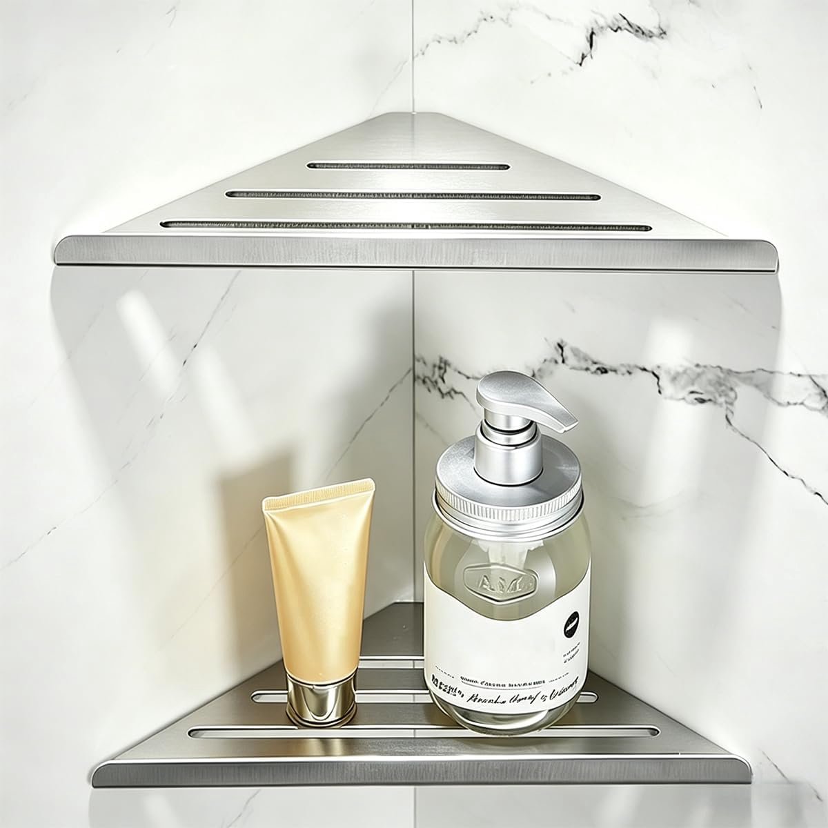 SnelShoppen - Duschablage Multifunctionele Badkamer Organizer Zonder Boren RVS Wandmontage Duschregal voor Keuken en Bad (2 Stuks)