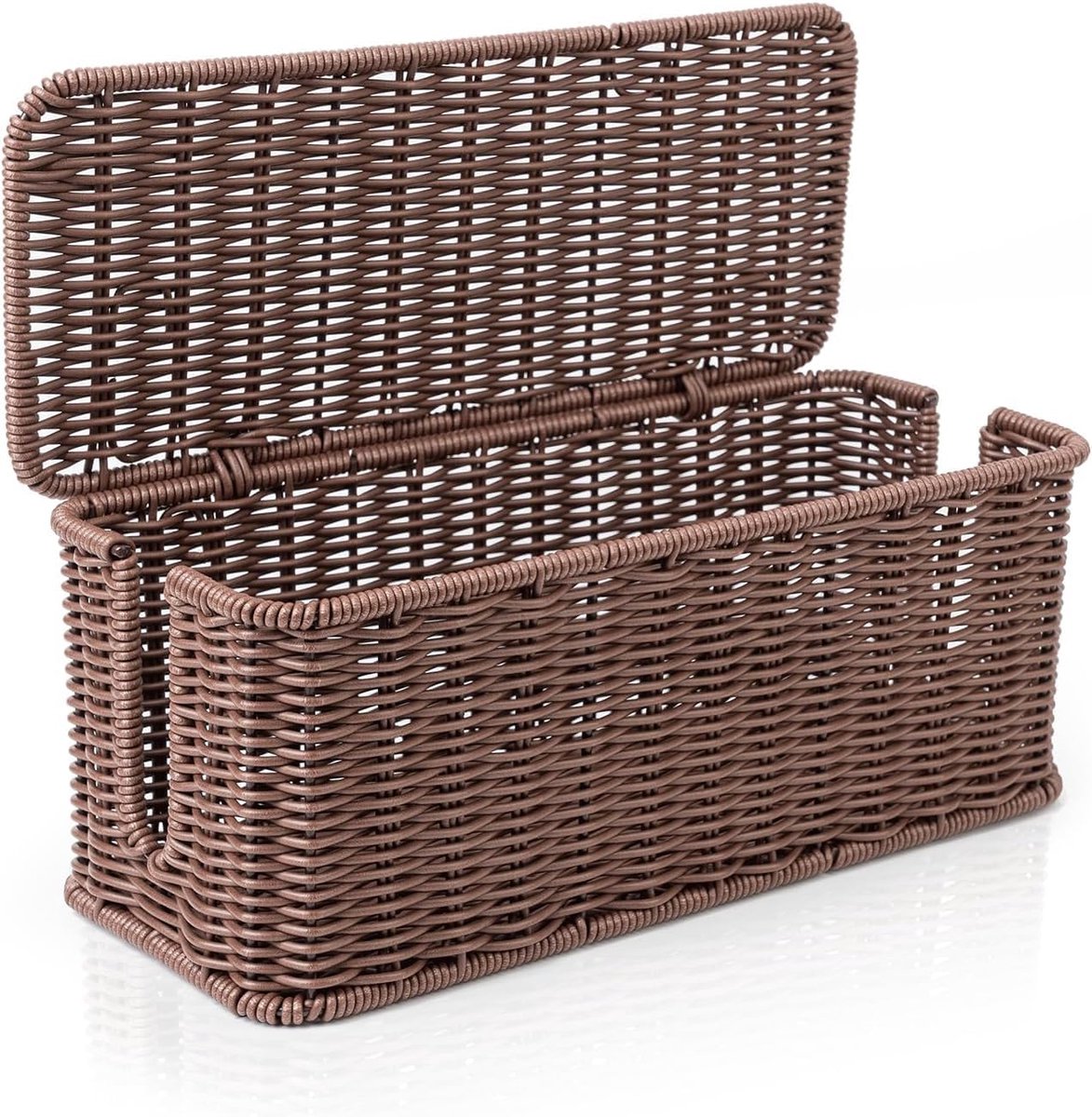 Rattan Cable Management Box, Handmade Cable Box with Lid, Cable Management Box with Side Opening Cable Salad Hide Desk - ShopVlot