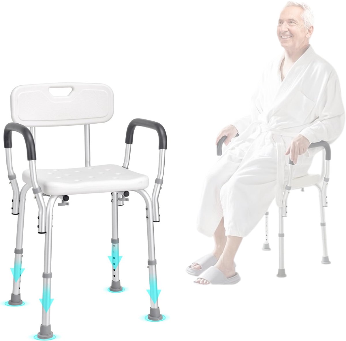 ApexArte® Douchestoel met Armleuning - Douchekruk - Extra Stevig
