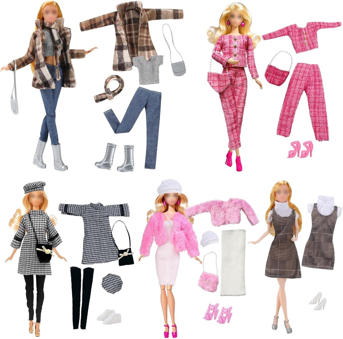 17-delige set kleding en accessoires voor 11,5 inch poppen, inclusief mode, schoenen en tassen voor meisjes