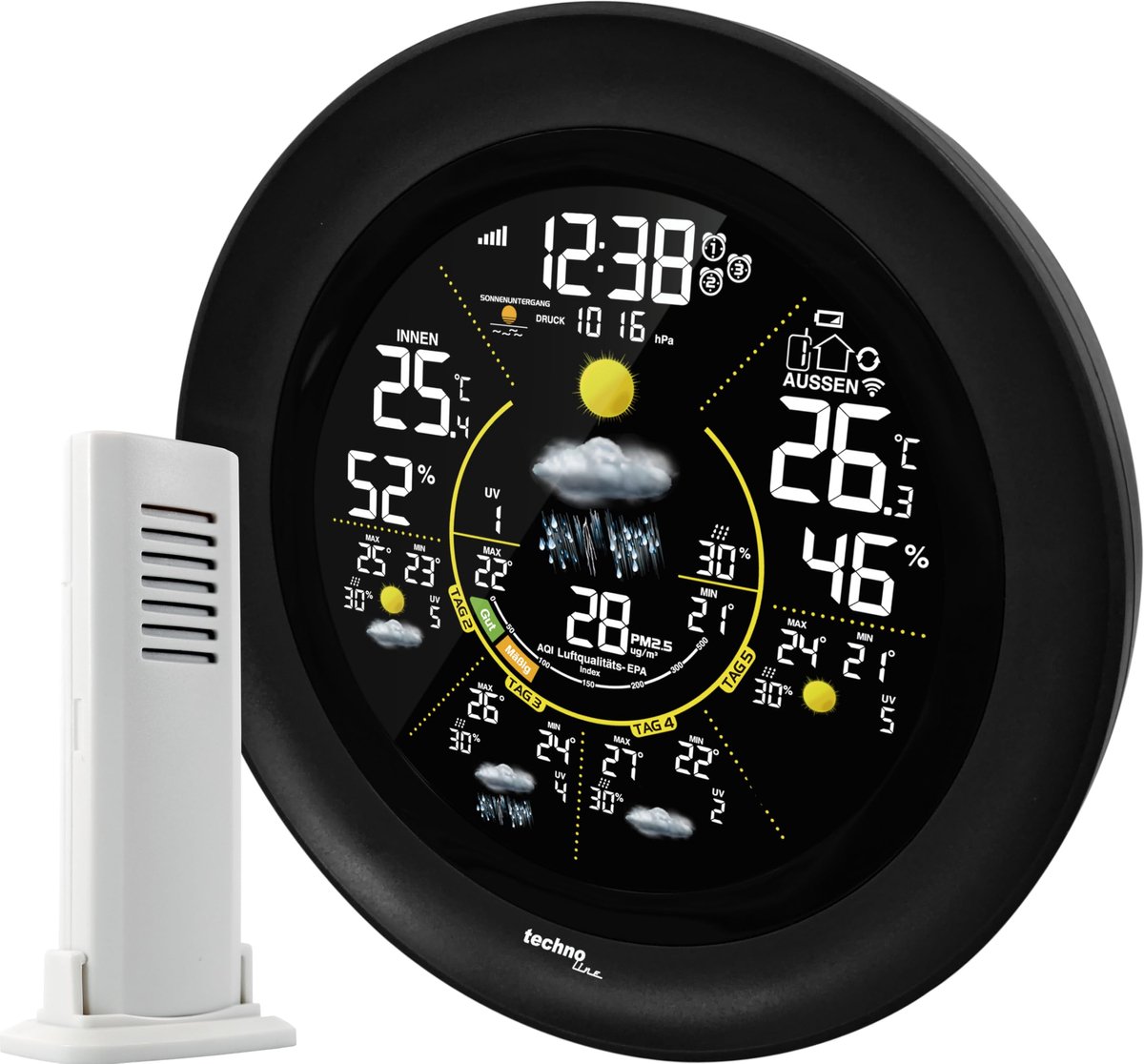 SnelShoppen - Techno Line WD3040 Internet Weerstation met Elegante Design, Regionale Weersvoorspelling, Temperatuurmeting en Smartphone App