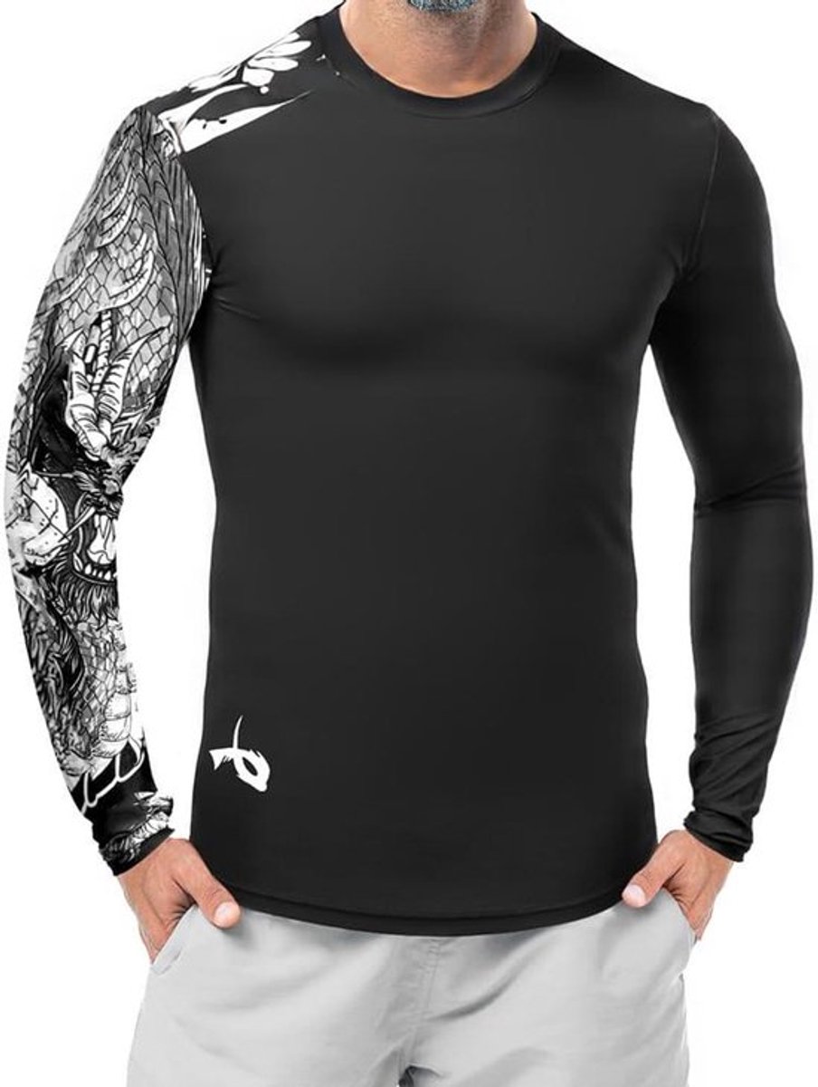 Lange mouwen Rash Guard heren, UV zwemshirt UPF 50+, slim fit, sneldrogend, ademend. Voor lente, zomer, strand, kamperen, fietsen, bergbeklimmen.