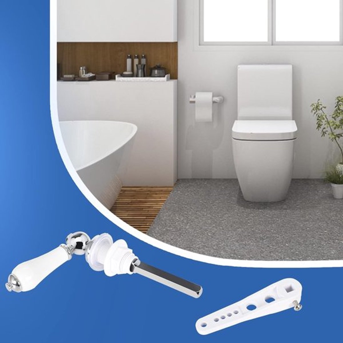 Toilet hendel vervanging voor keramische wastafel, verstelbare arm, vervangingsonderdelen en flush levers
