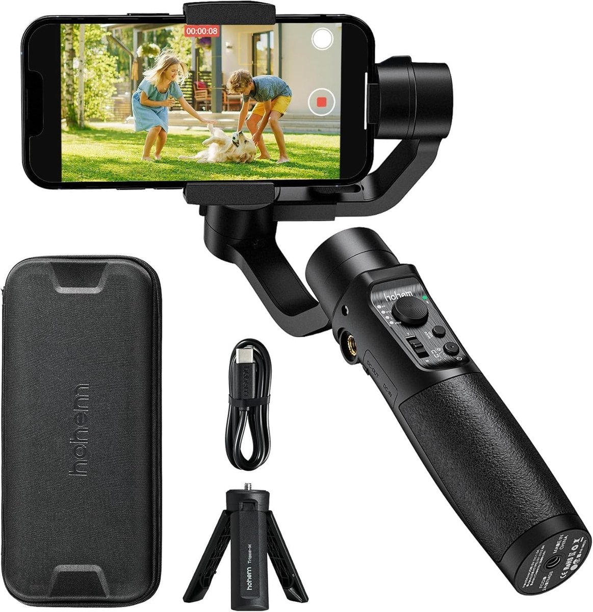 SnelShoppen - 3-assige Gimbal Stabilisatie voor Smartphone - Handheld Stabilizer voor iPhone en Android - Zwart - Ideaal voor Vlogs, Reizen, Feesten e